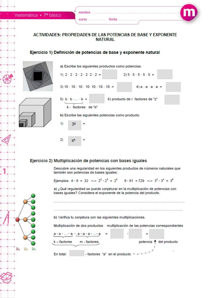 Propiedades de las potencias de base y exponente natural