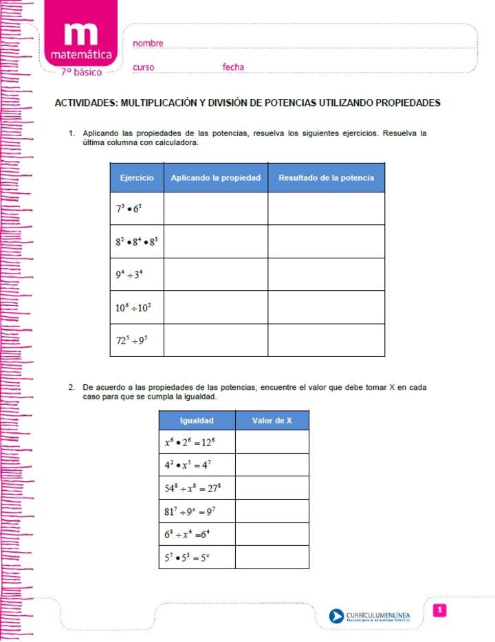 Multiplicación y división de potencias utilizando propiedades