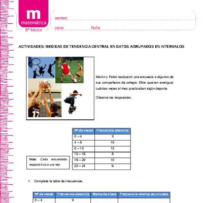 Medidas de tendencia central en datos agrupados en intervalos