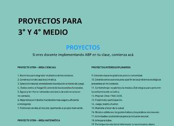 Proyectos para  3° y 4° medio