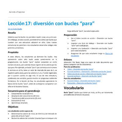 Lección17: diversión con bucles “para”