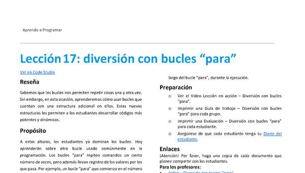 Lección17: diversión con bucles “para”