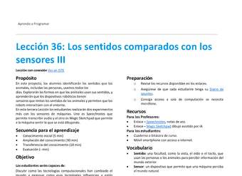 Unidad 4 - Lección 36: Los sentidos comparados con los sensores III