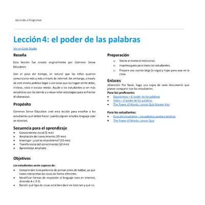 Unidad 1 - Lección4: el poder de las palabras