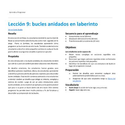 Lección 9: bucles anidados en laberinto