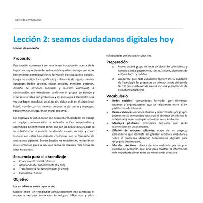 Unidad 1 - Lección 2: Seamos ciudadanos digitales hoy