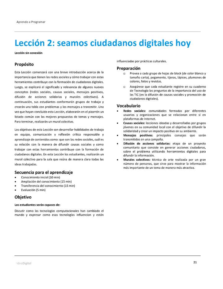 Unidad 1 - Lección 2: Seamos ciudadanos digitales hoy