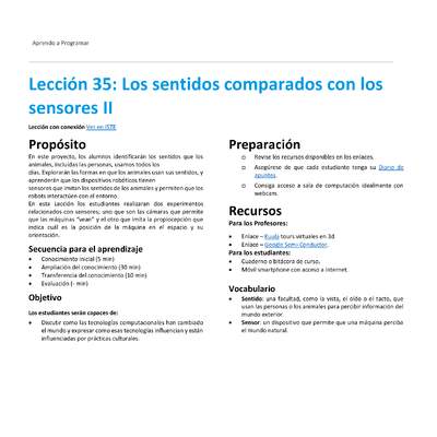 Unidad 4 - Lección 35: Los sentidos comparados con los sensores II