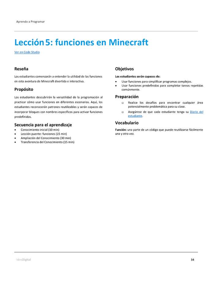 Unidad 2 - Lección5: funciones en Minecraft