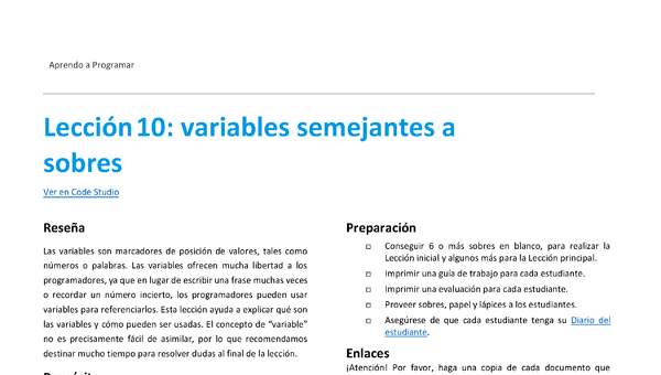 Unidad 3 - Lección10: variables semejantes a sobres