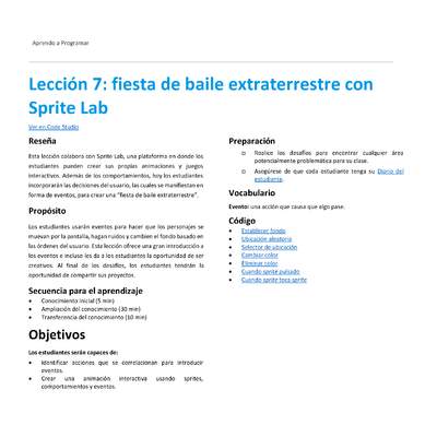 Lección 7: fiesta de baile extraterrestre con Sprite Lab