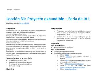 Unidad 4 - Lección 31: Proyecto expandible – Feria de IA I