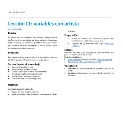 Lección 11: variables con artista