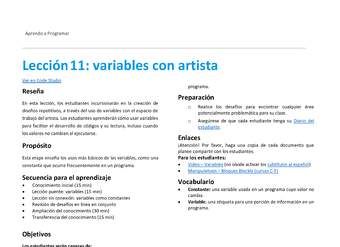 Lección 11: variables con artista