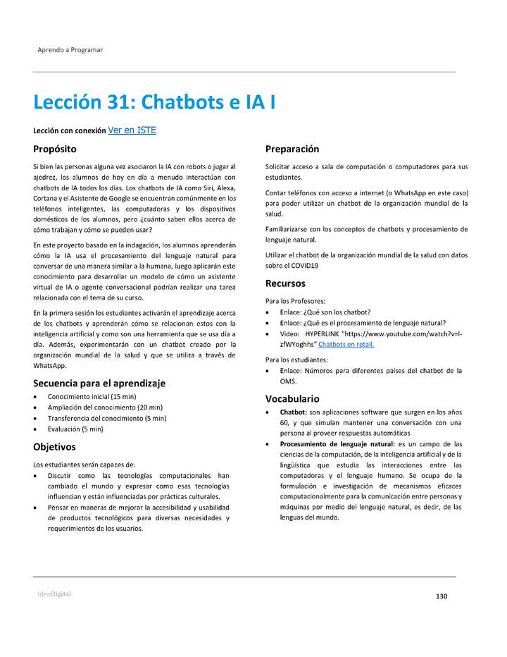 Unidad 2 - Lección 31: Chatbots e IA I