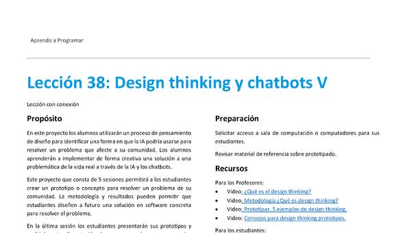 Unidad 2 - Lección 38: Design thinking y chatbots V