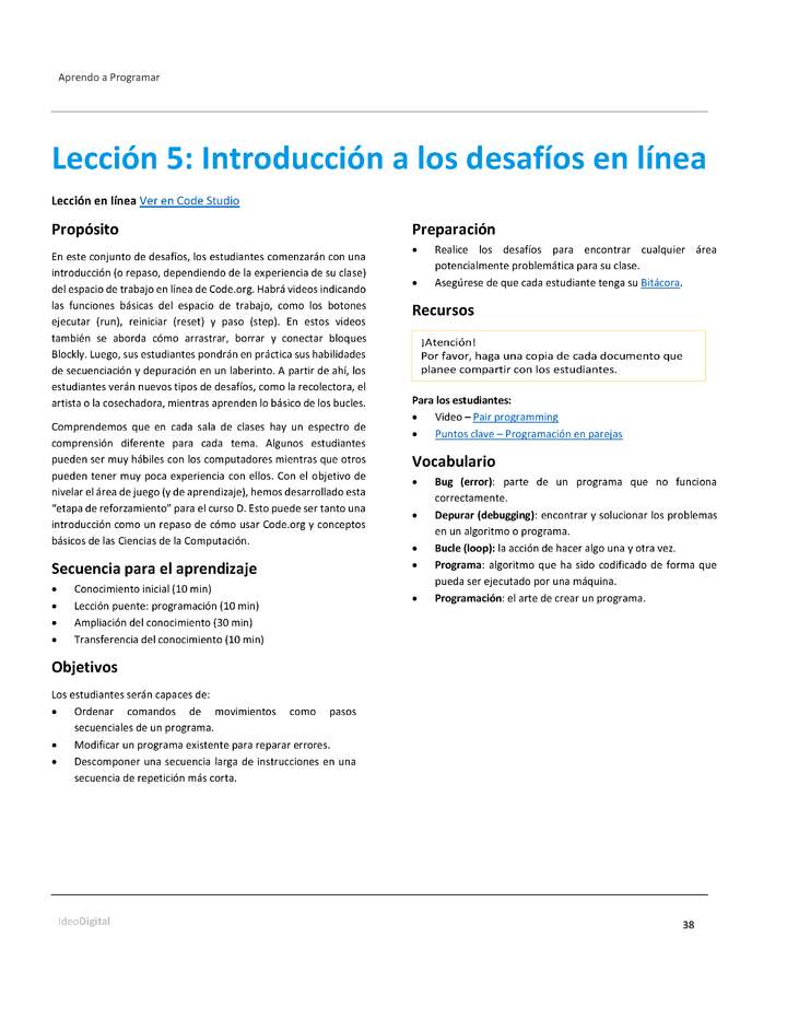 Unidad 1 - Lección 05: Introducción a los desafíos en línea