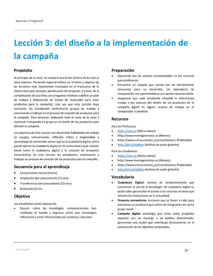 Unidad 1 - Lección 03: del diseño a la implementación de la campaña