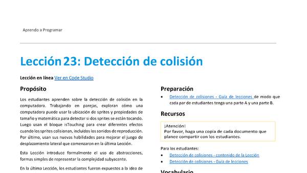 Unidad 2 - Lección 23: Detección de colisión