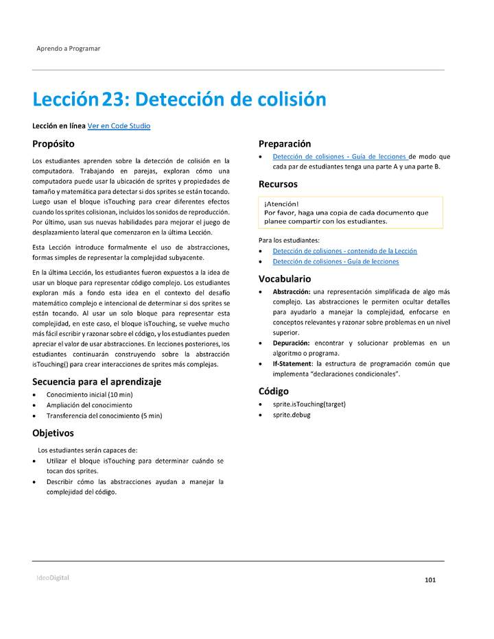 Unidad 2 - Lección 23: Detección de colisión