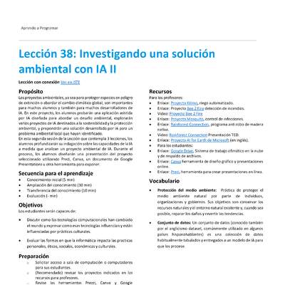 Unidad 2 - Lección 38: Investigando una solución ambiental con IA II