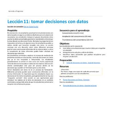 Unidad 1 - Lección 11: tomar decisiones con datos