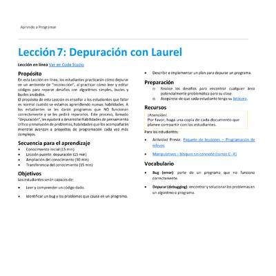 Unidad 1 - Lección7: Depuración con Laurel