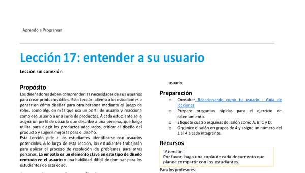 Unidad 2 - Lección17: entender a su usuario