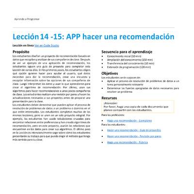 Unidad 1 - Lección14 -15: APP hacer una recomendación