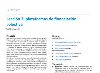 Unidad 1 - Lección 3: plataformas de financiación colectiva