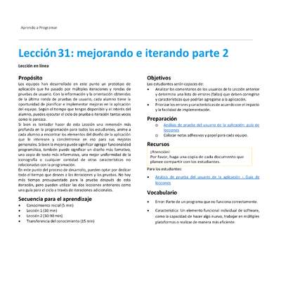 Unidad 2 - Lección 31: mejorando e iterando parte 2