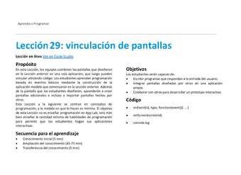 Unidad 2 - Lección29: vinculación de pantallas