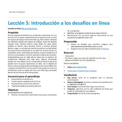 Unidad 1 - Lección 5: Introducción a los desafíos en línea