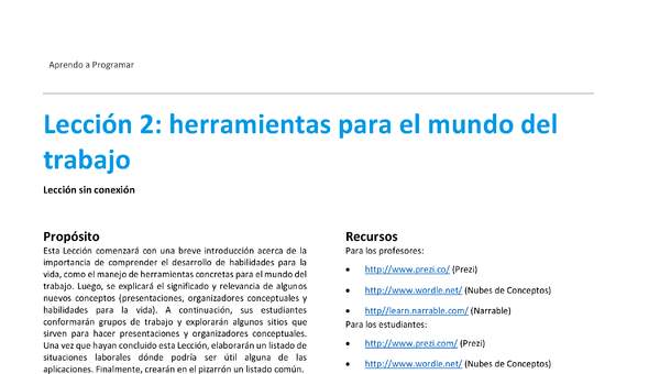 Unidad 1 - Lección 2: herramientas para el mundo del trabajo