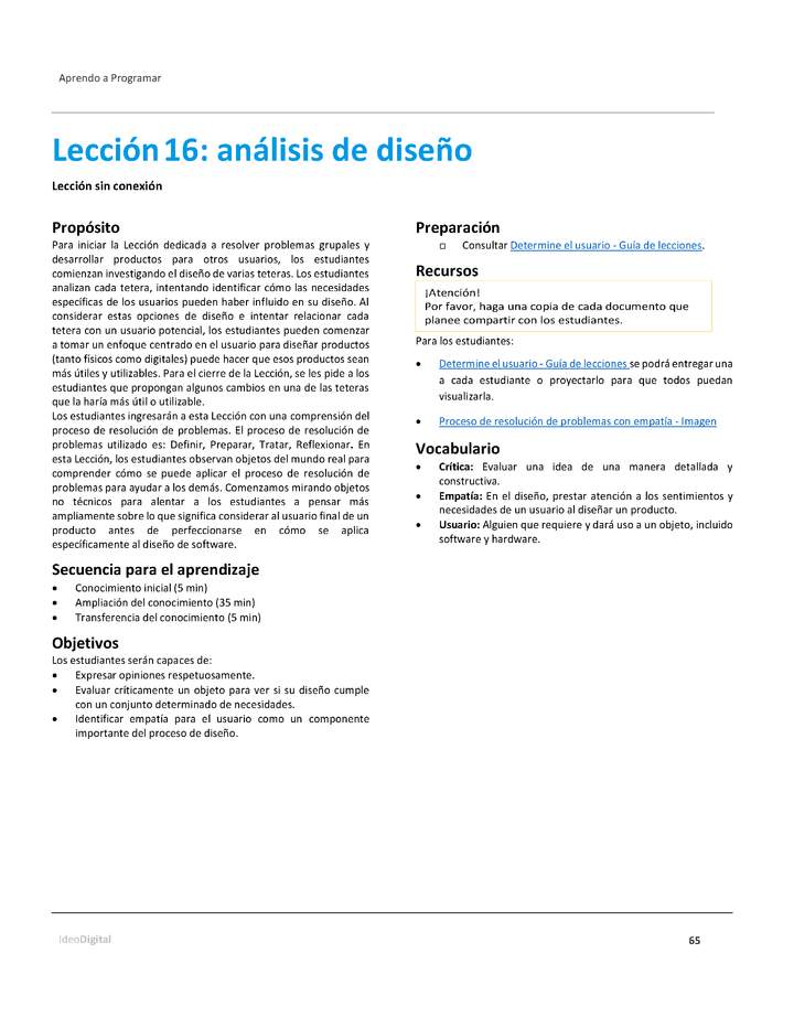 Unidad 2 - Lección16: análisis de diseño