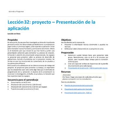 Unidad 2 - Lección32: proyecto – Presentación de la aplicación