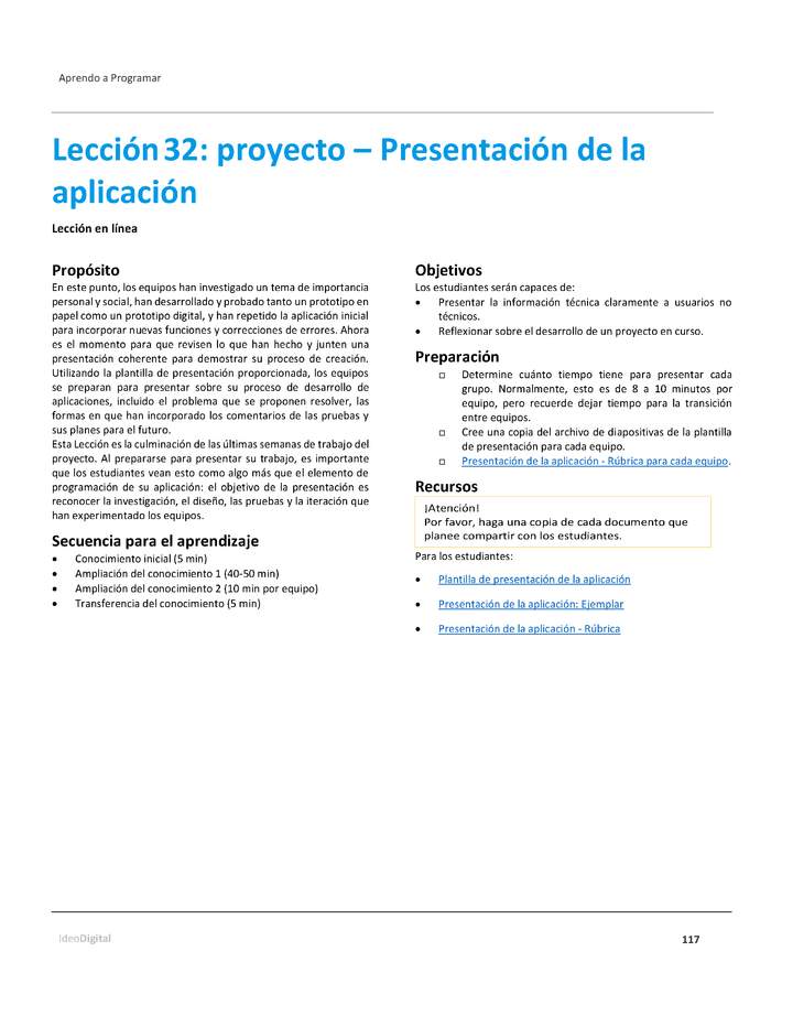 Unidad 2 - Lección32: proyecto – Presentación de la aplicación