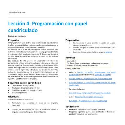 Unidad 1 - Lección 4: Programación con papel cuadriculado