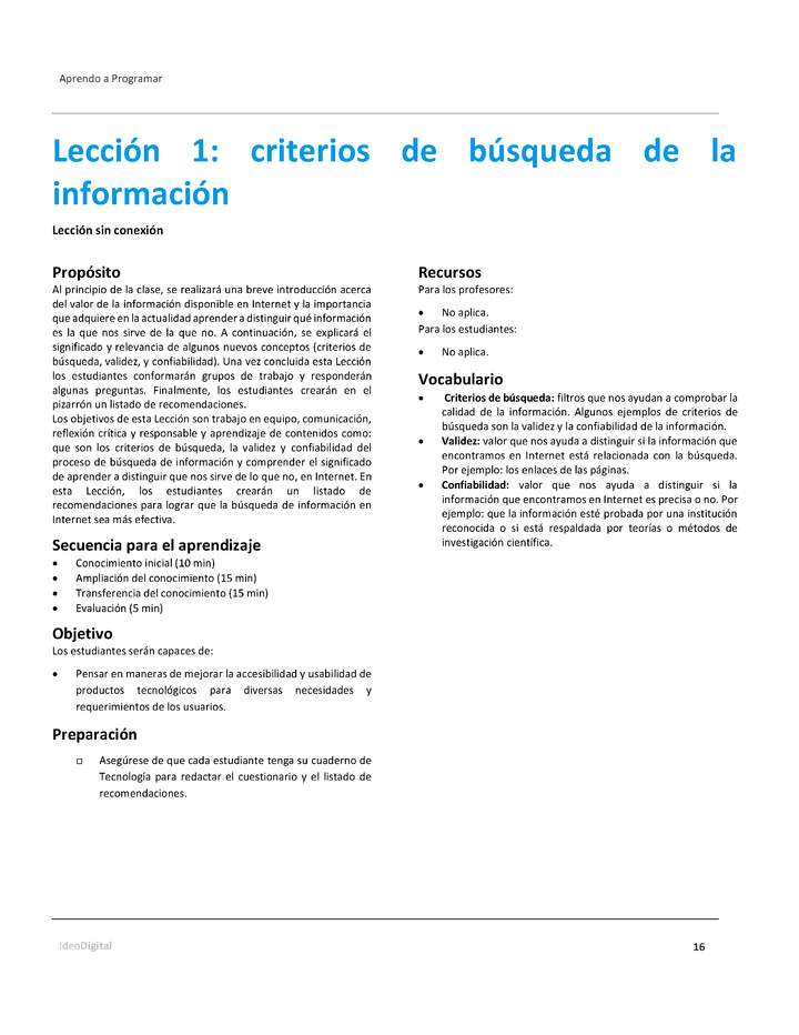 Unidad 1 - Lección 1: criterios de búsqueda de la información