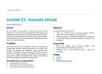 Unidad 3 - Lección 21: mascota virtual