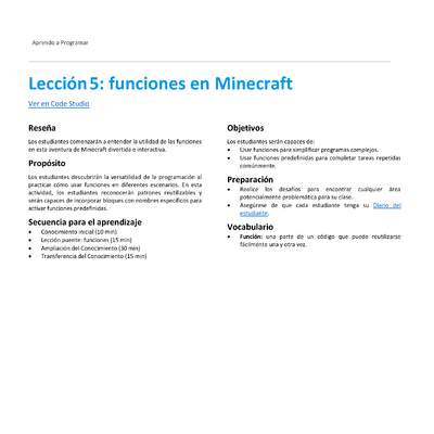 Unidad 2 - Lección 5: funciones en Minecraft