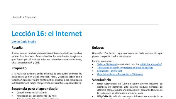 Unidad 3 - Lección 16: el internet