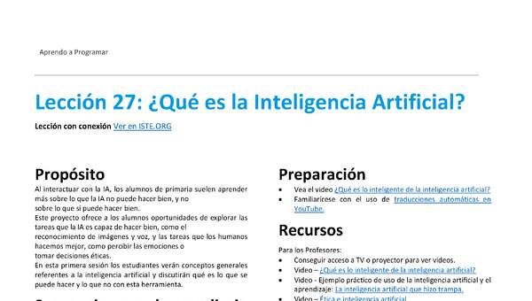 Unidad 4 - Lección 27: ¿Qué es la Inteligencia Artificial?