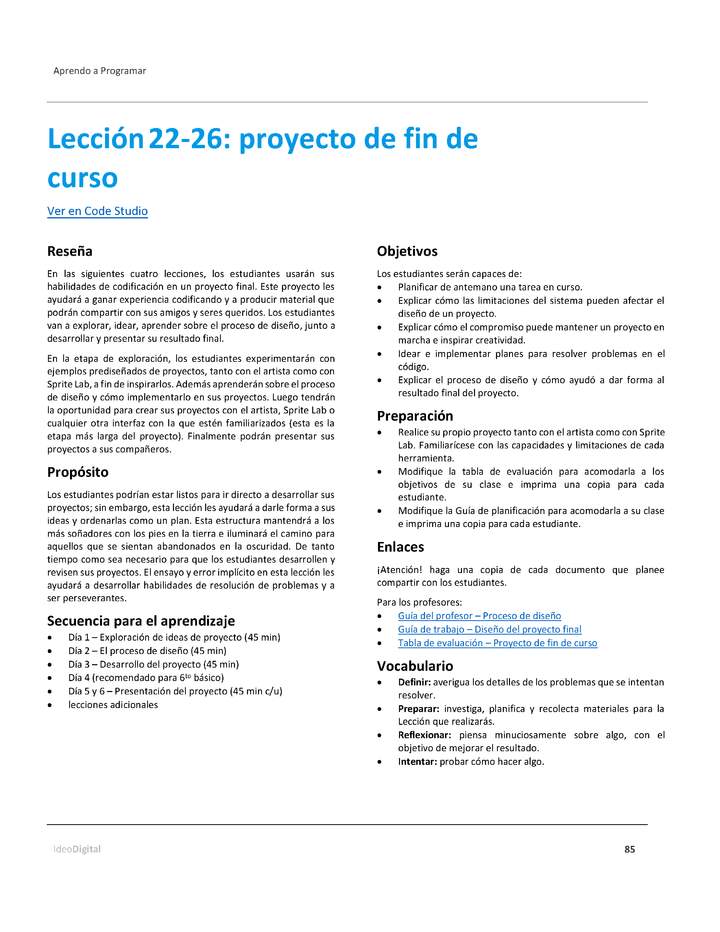 Unidad 4 - Lección 22-26: proyecto de fin de curso