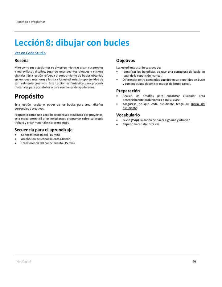 Unidad 2 - Lección 8: dibujar con bucles