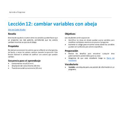 Unidad 3 - Lección 12: cambiar variables con abeja