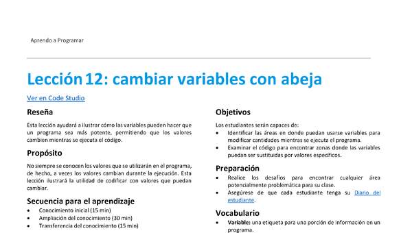 Unidad 3 - Lección 12: cambiar variables con abeja