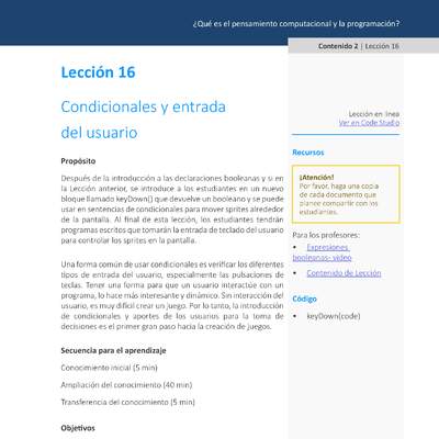 Unidad 1 - Lección 16 : Condicionales y entrada del usuario