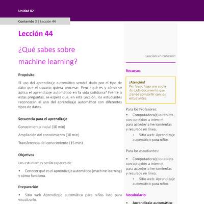 Unidad 2 - Lección 44: ¿Qué sabes sobre machine learning?