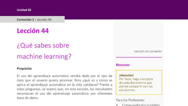 Unidad 2 - Lección 44: ¿Qué sabes sobre machine learning?